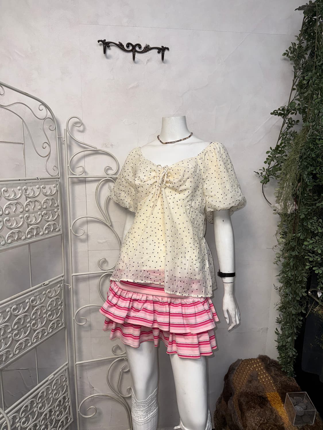 Ivory oriental lace dot puff balloon bl 상품이미지6