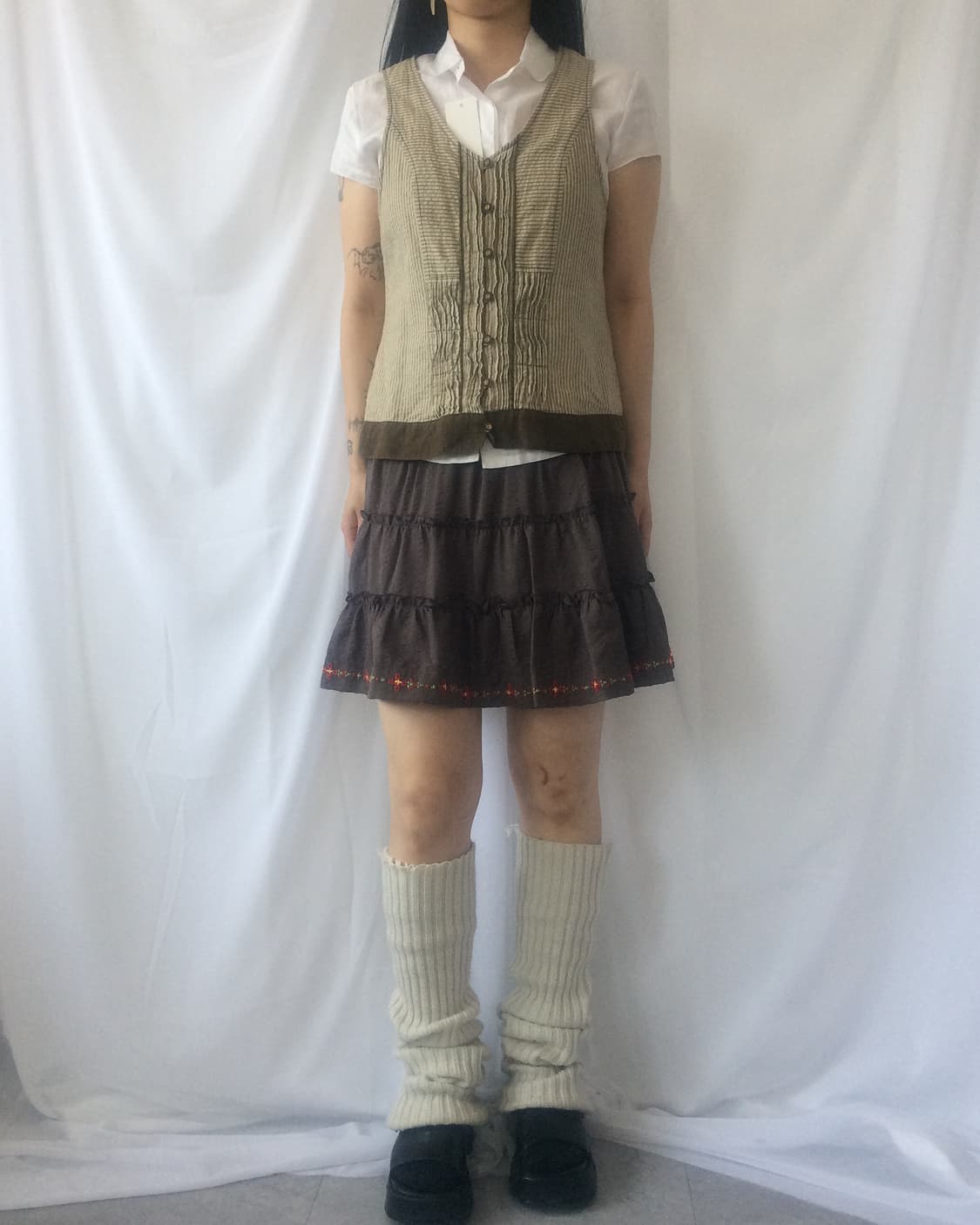 Flower stitch point mini skirt 상품이미지5