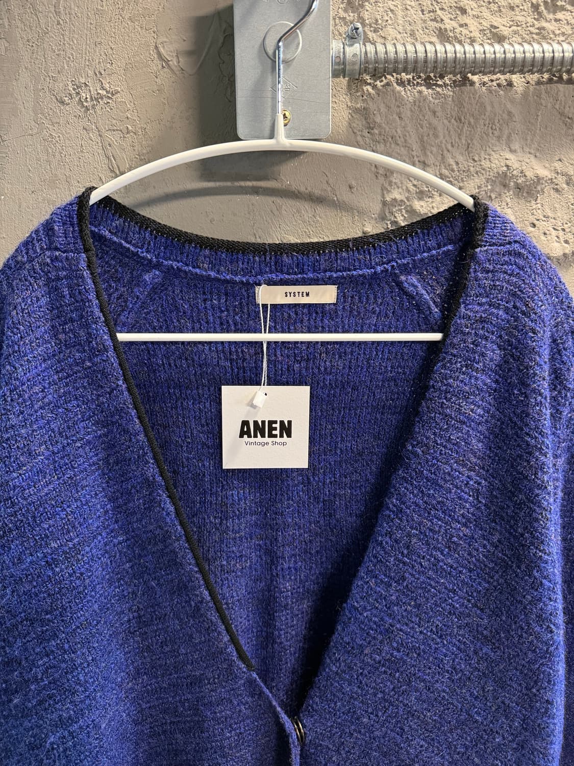 시스템 SYSTEM 모헤어 믹스 브이넥 오버 가디건 블루 90 상품이미지5