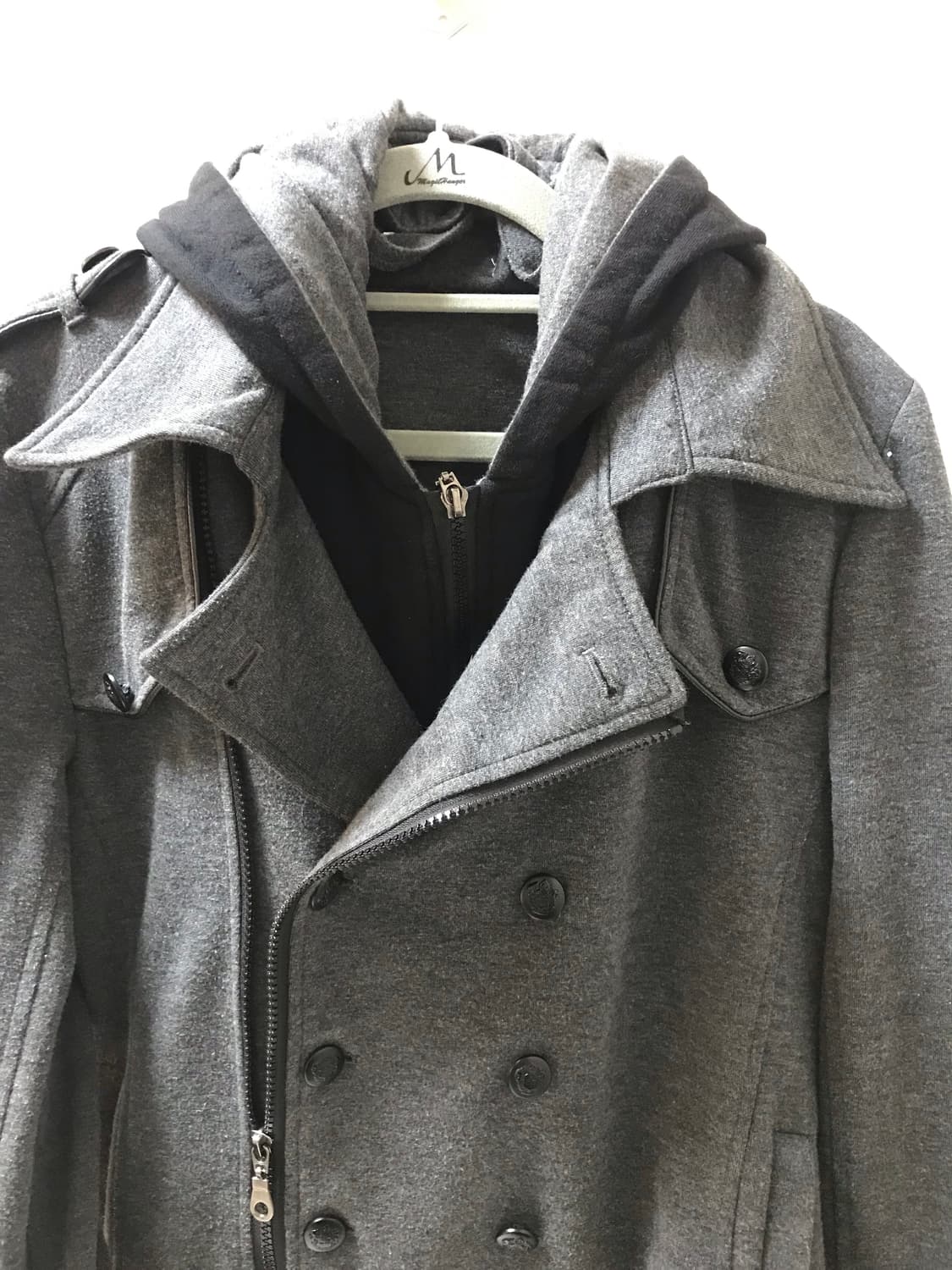 사선지퍼 나폴레옹 후드 코트 자켓 상품이미지5