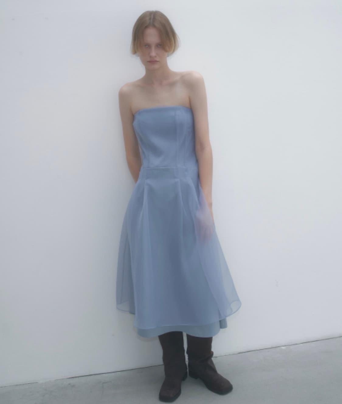 overdue flair 오버듀플레어 튜브 탑 오간자 드레스 상품이미지3