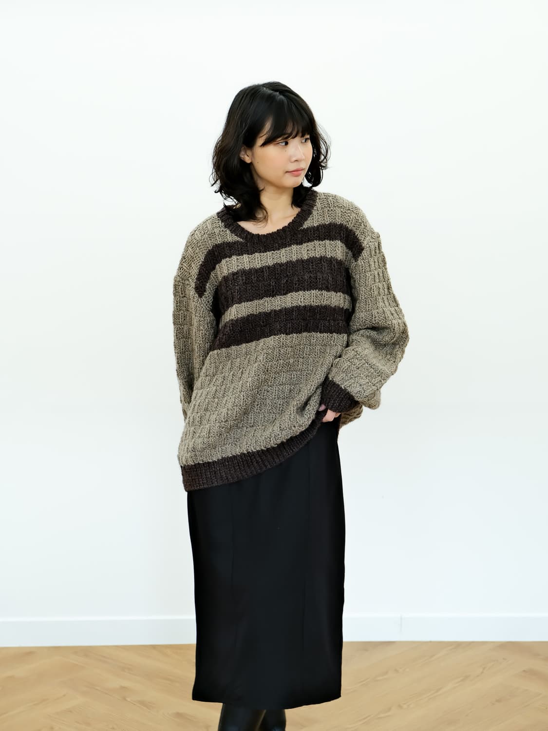 JPN 브라운 스트라이프 니트 105  상품이미지2