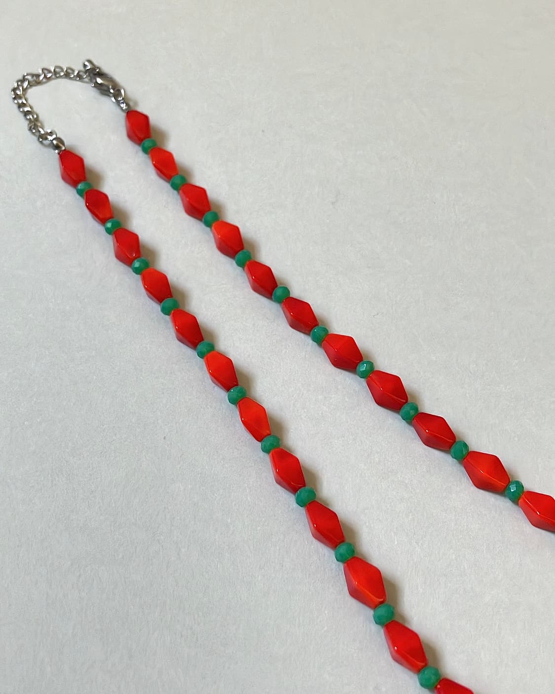 핸드메이드 비즈 목걸이 | 아카이로 마름모&크리스탈비즈 목걸이 |  상품이미지6