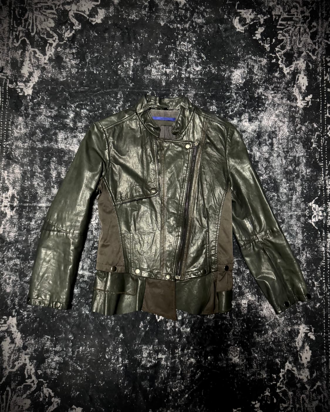 00s Style Dark Green Button Detail Leath 상품이미지1