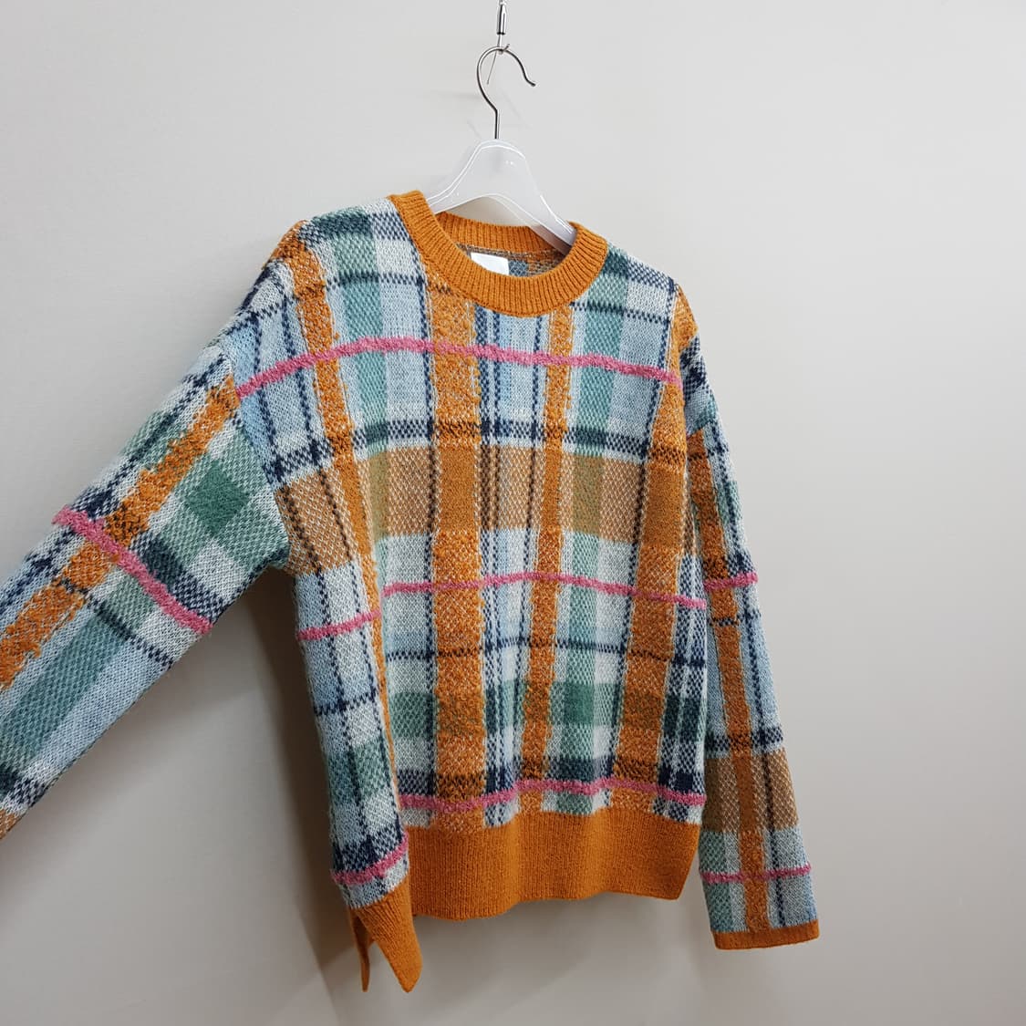 구호 KUHO 멀티 체크 울 블렌드 니트 S사이즈 상품이미지3