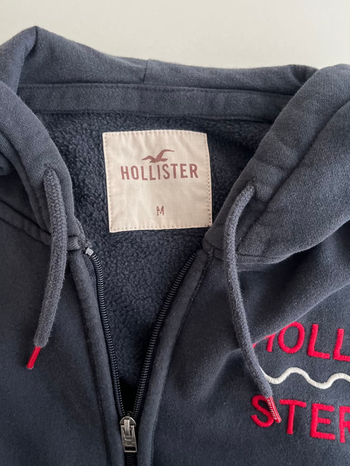 M) 홀리스터 빈티지 기모 후드 집업 네이비 상품이미지5