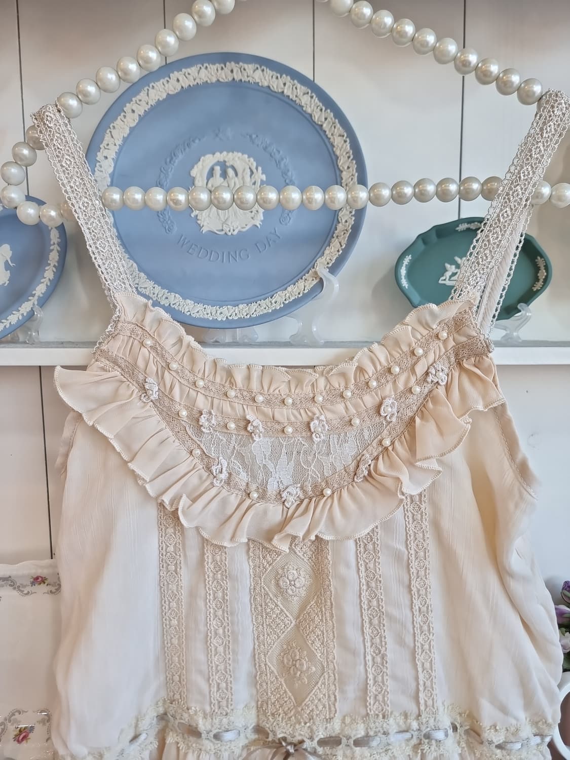 아이보리 레이스 롱 원피스 빈티지 스타일 상품이미지2