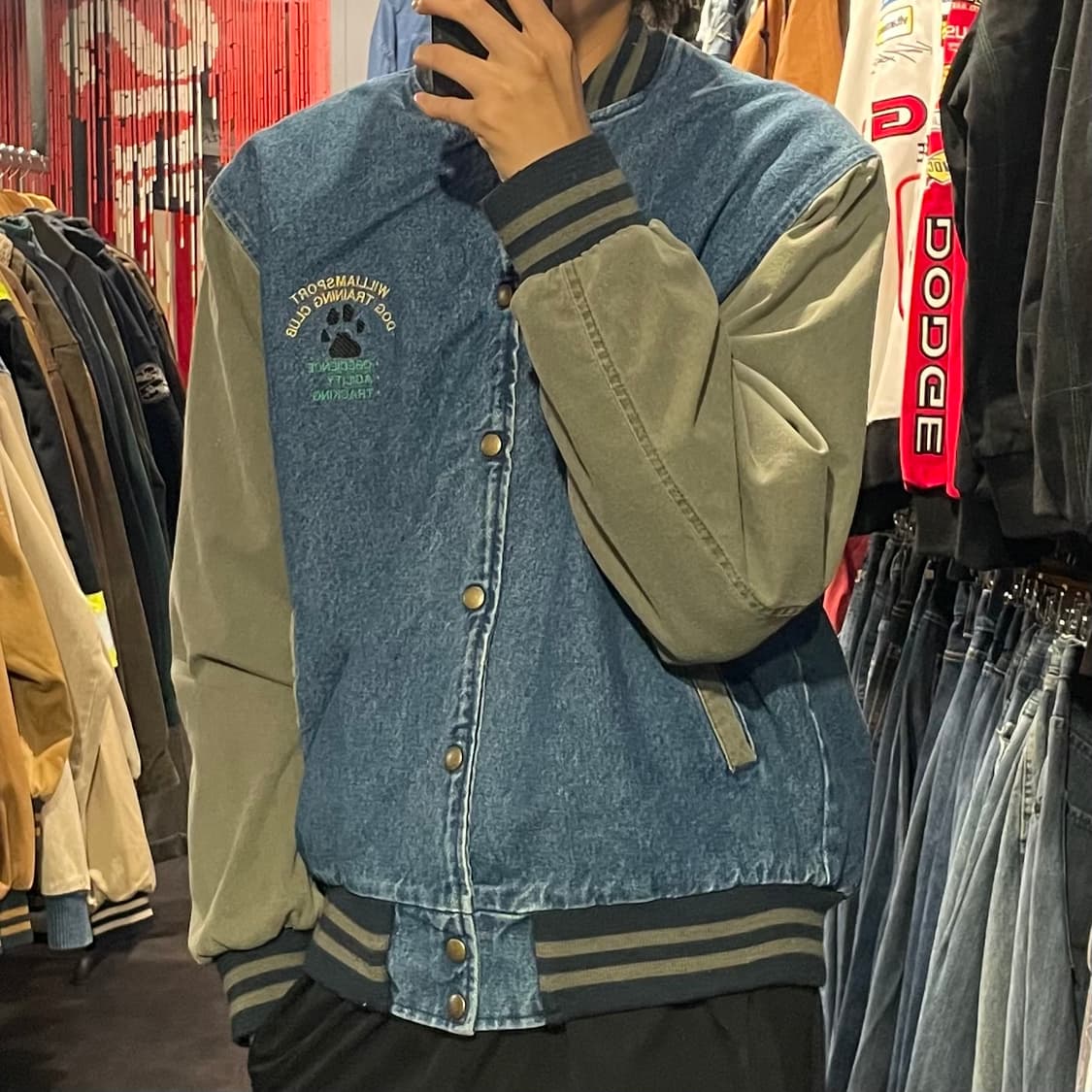 [IM] VTG 빈티지 데님 카키 바시티 자켓 상품이미지3