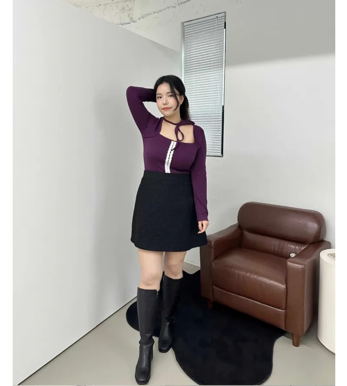 빅사이즈 보라색 코르셋티+타이 상품이미지5