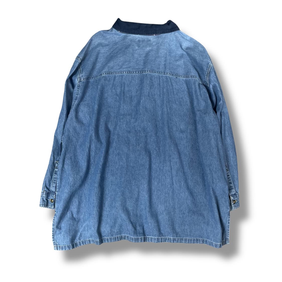 JUST FOR 코듀로이 카라 타탄체크 코튼 청 데님 셔츠  상품이미지2