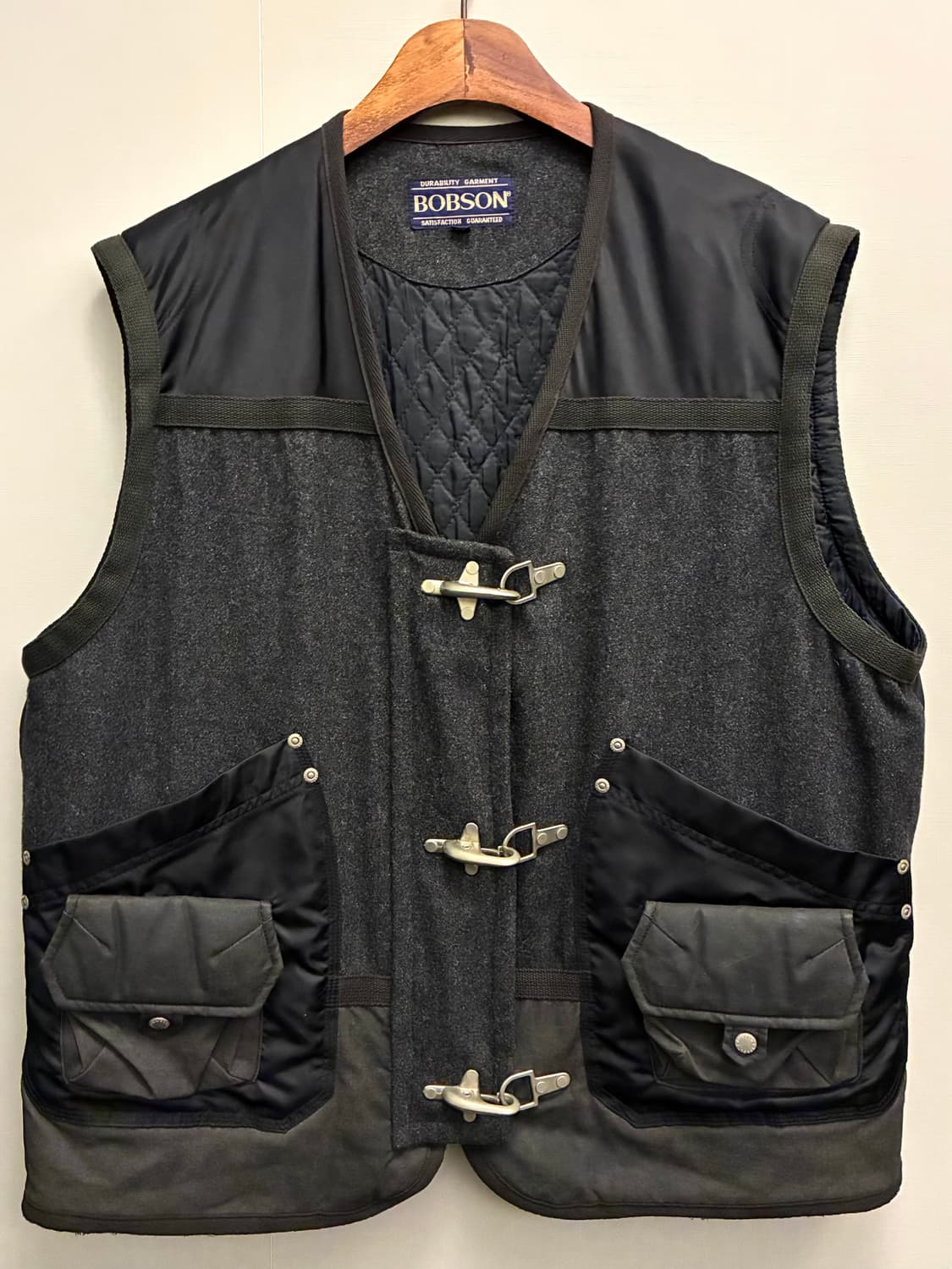 (XL)90s BOBSON 밥슨 울 나일론 파이어맨 워크 피싱 베스트 상품이미지1