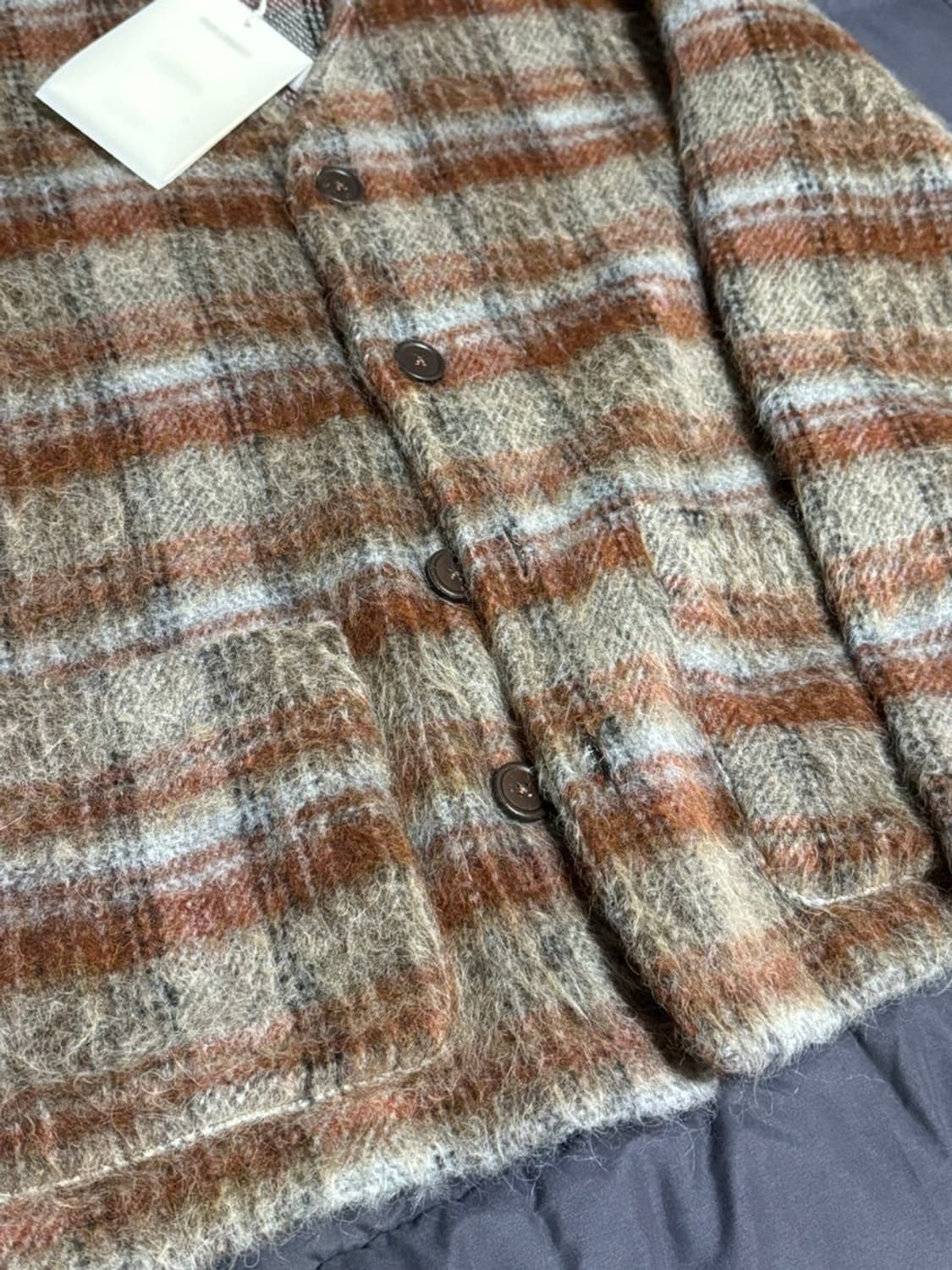 아워레가시 모헤어 체크 가디건 48 상품이미지4