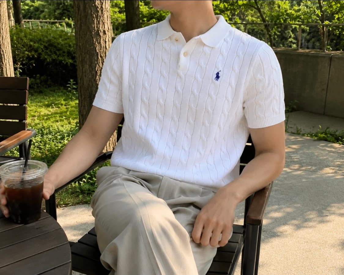 폴로 남성 반팔티 케이블니트 티셔츠(새상품) 상품이미지1