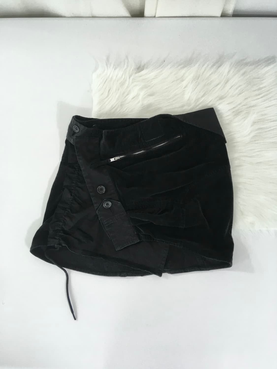 고무 프릴 패치 랩 스커트 상품이미지2