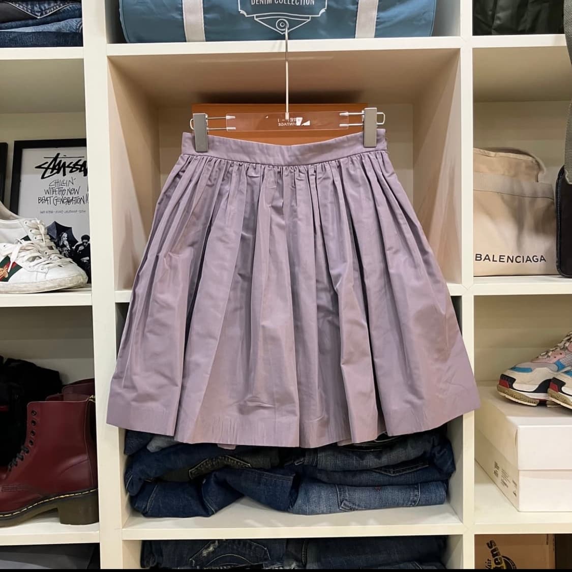 미우미우 라벤더 나일론 미니 스커트 40 상품이미지1