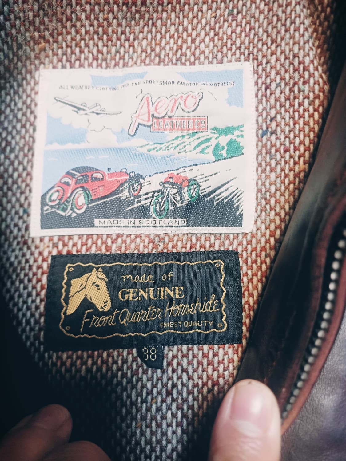 에어로레더 하프벨트 크롬악셀 호스하이드 말가죽레더자켓38 아메카지워크웨어 상품이미지5