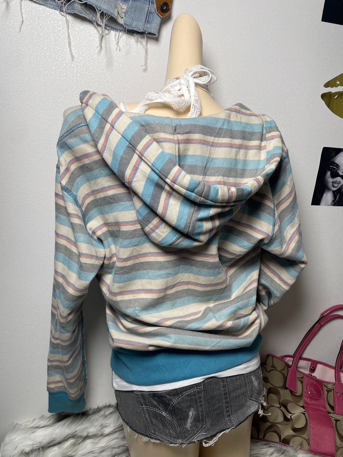 유니클로 블루 스트라이프 후드집업 상품이미지3