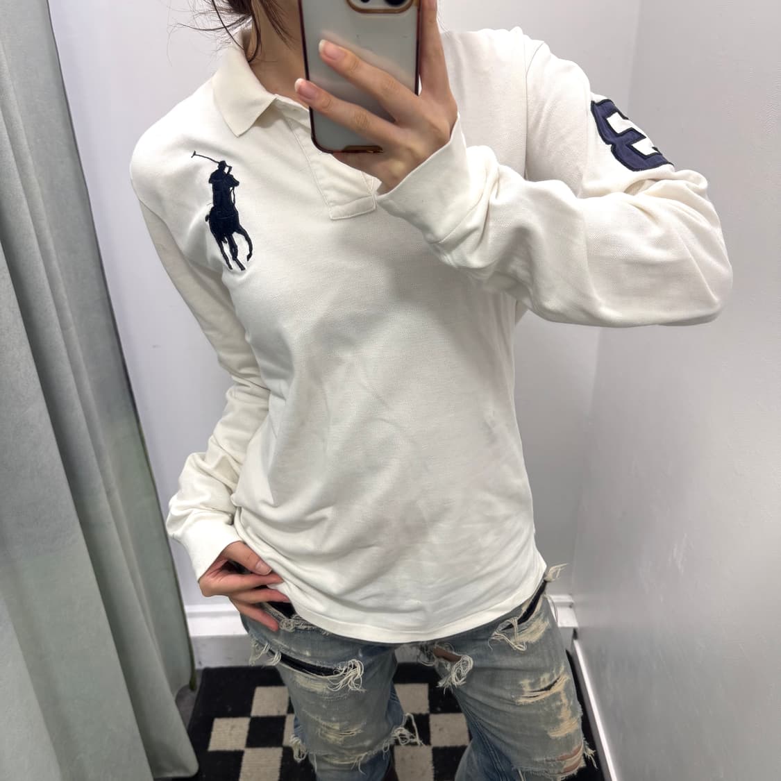 폴로 화이트 빅포니 pk 긴팔티셔츠 상품이미지2