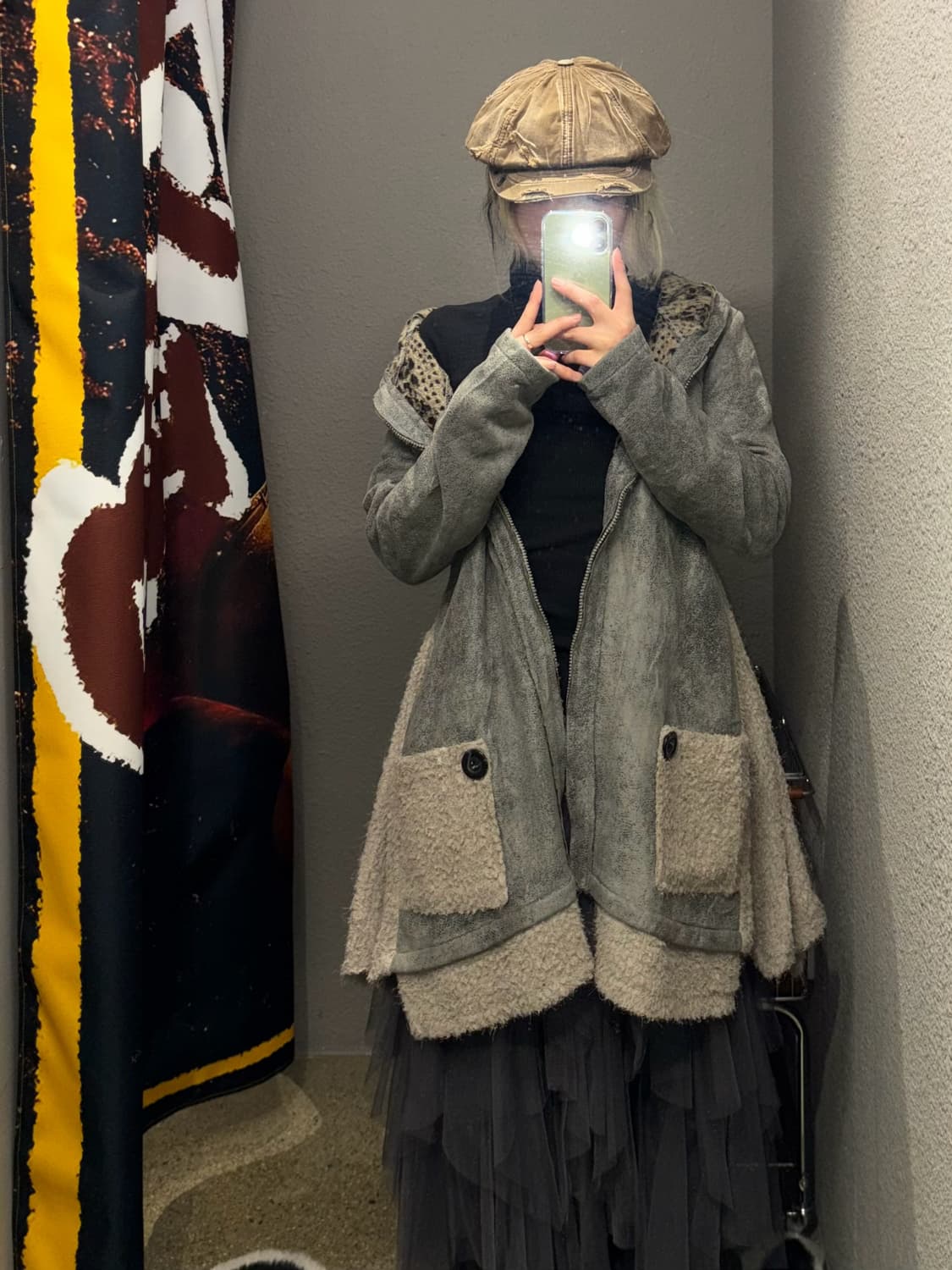 빈티지 레오파드 스웨이드 코트 상품이미지1