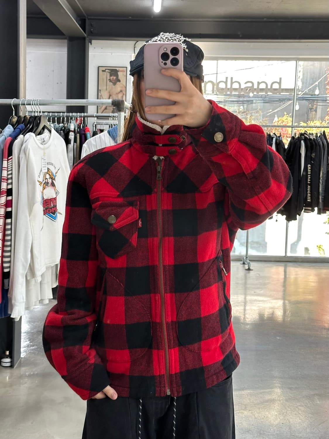 리바이스 타탄체크 하이넥 포켓 울 쉐르파자켓 상품이미지4