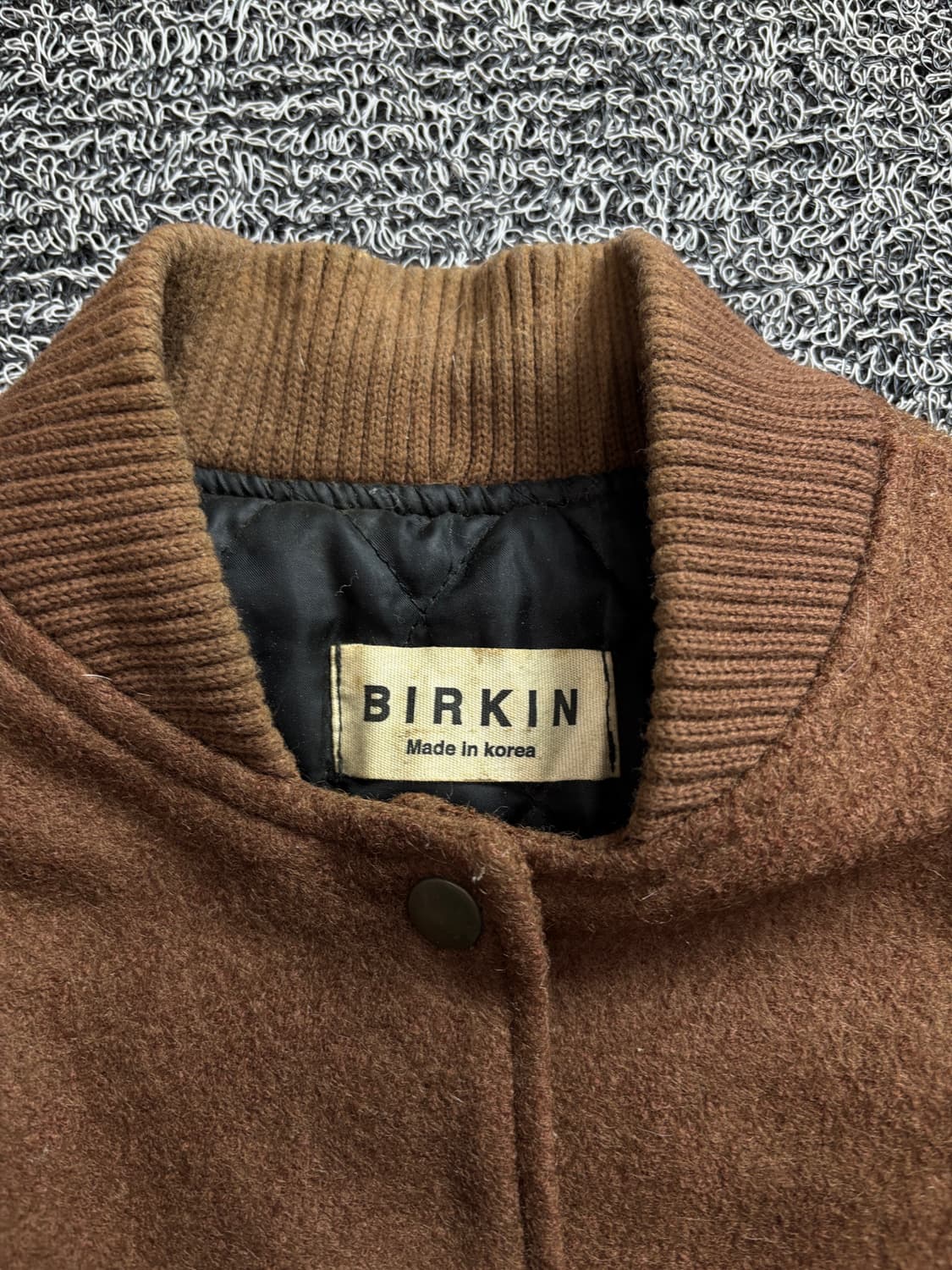 Birkin 빈티지 모직 바시티 자켓 브라운 1629 상품이미지3