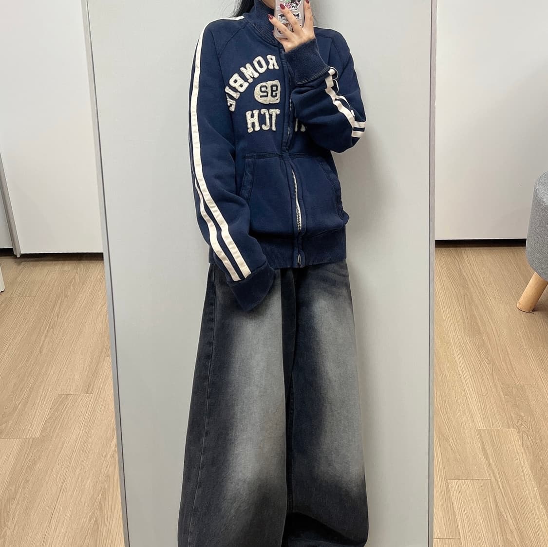 아베크롬비 아치로고 네이비 집업 자켓 상품이미지2