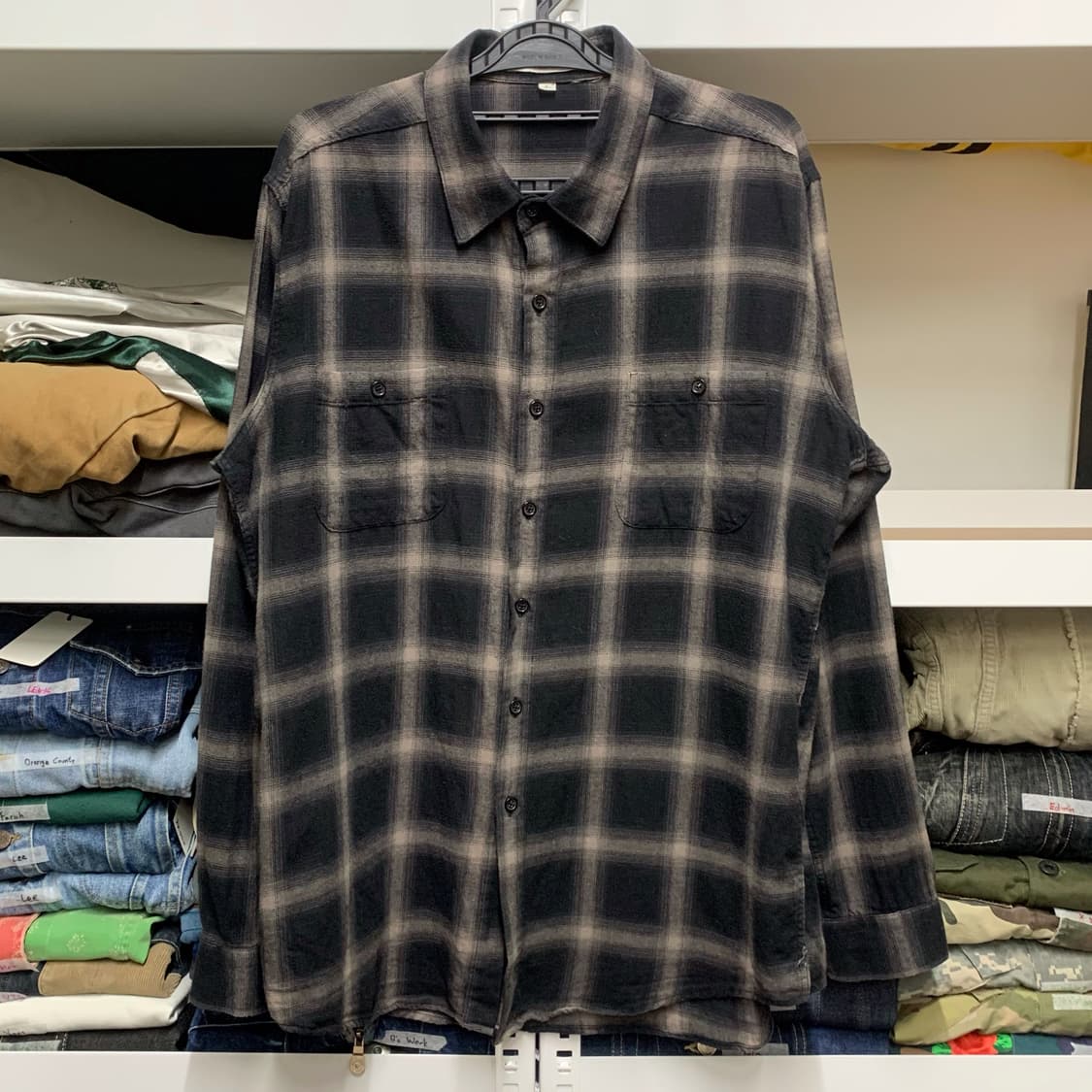 [L] SAINT LAURENT 옴브레체크 투포켓 코튼셔츠 상품이미지2