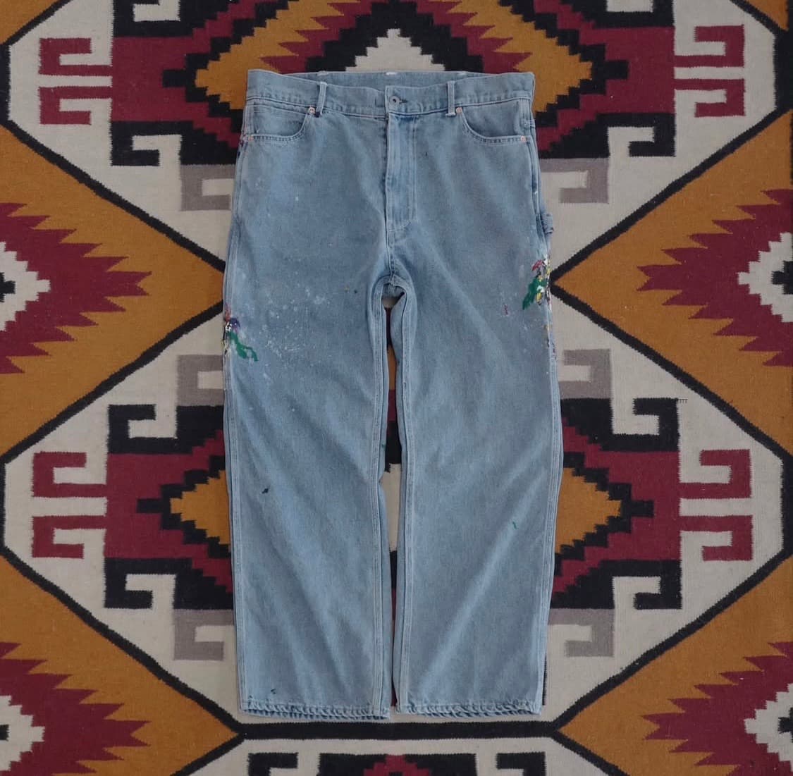 [L] 블랙아웃 페인터 팬츠 데님 연청 상품이미지1