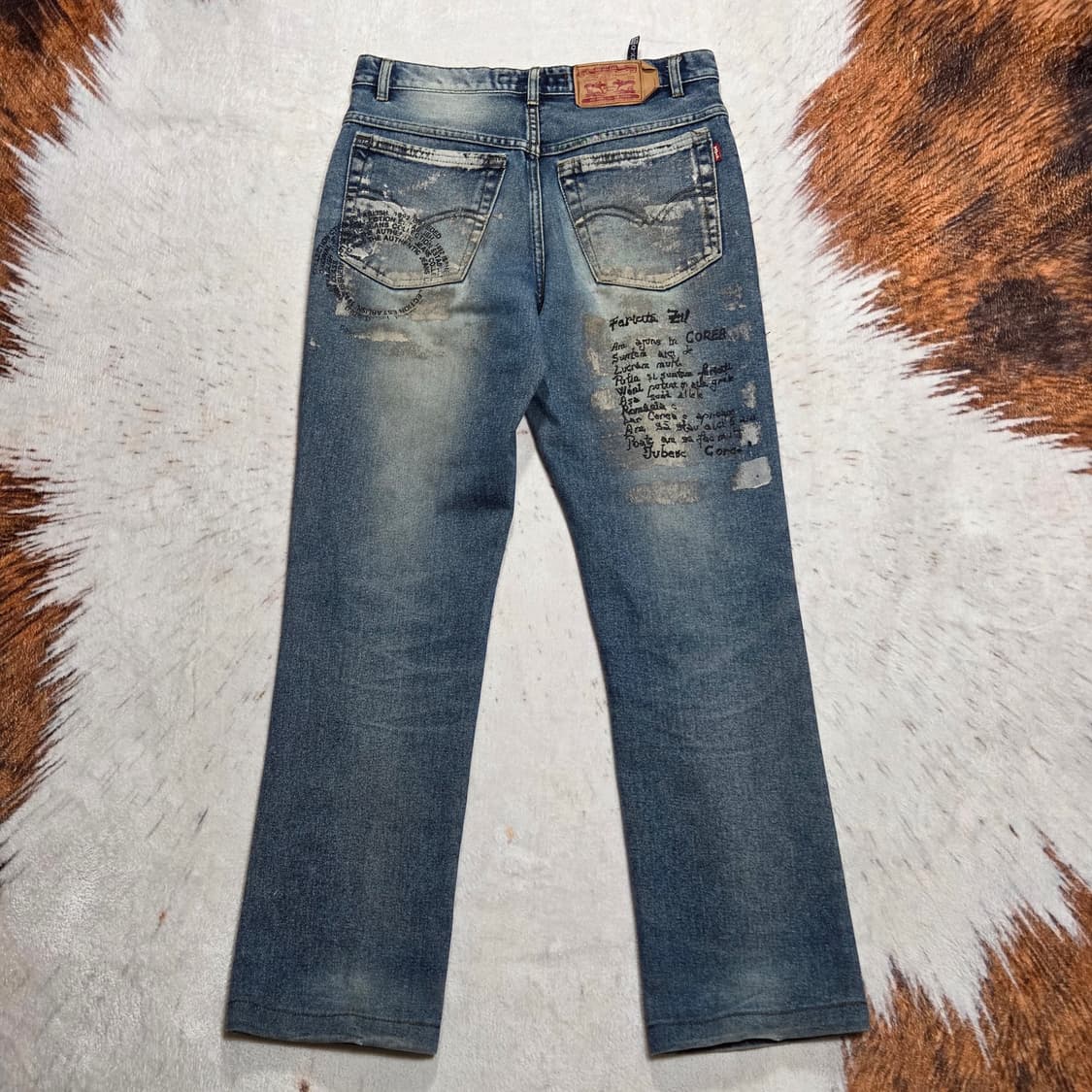 Y2K 펑크 레터링 중청 데님팬츠 상품이미지4