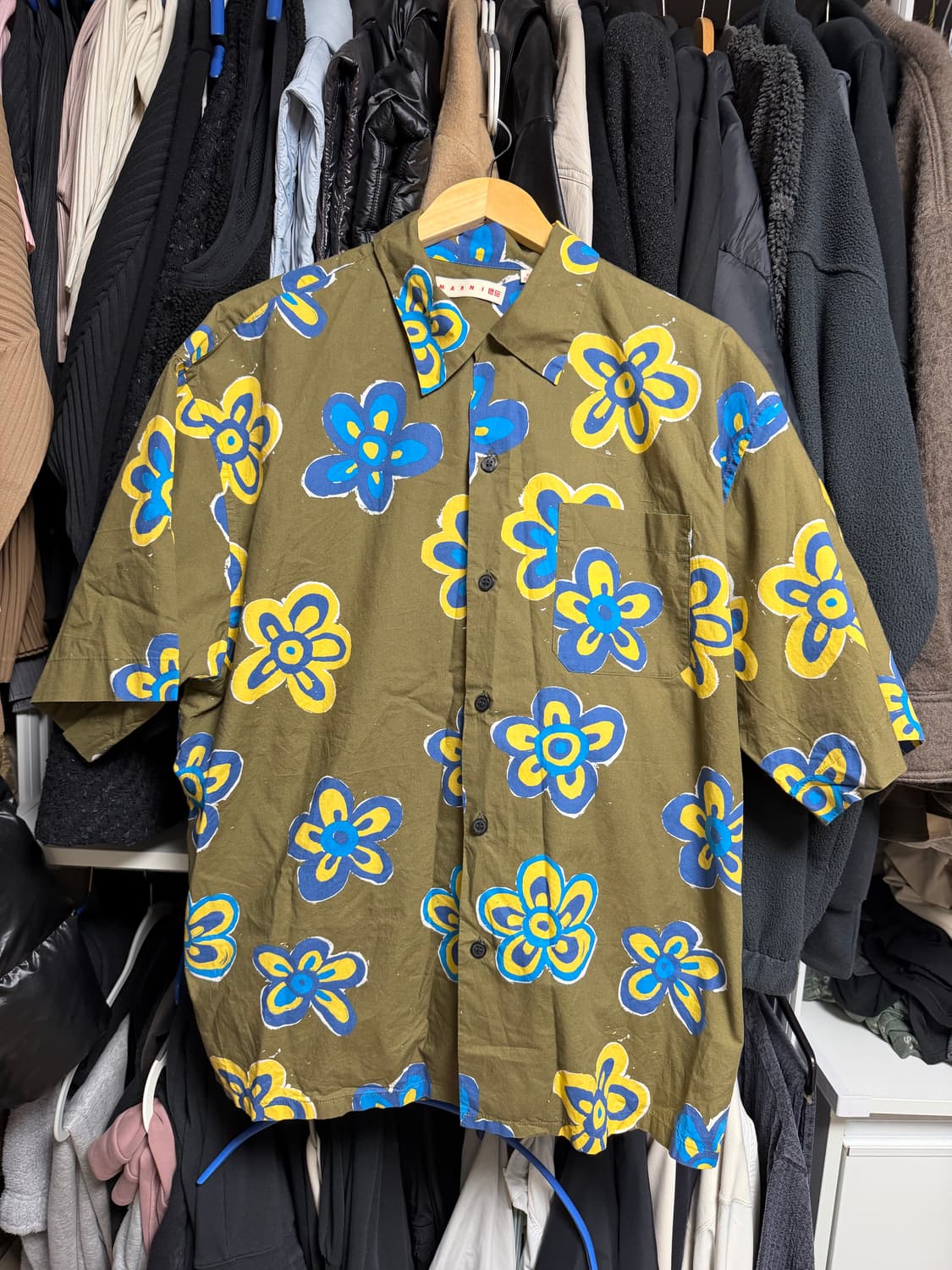 [xl] 유니클로 x 마르니 오픈카라 반팔 셔츠 상품이미지1