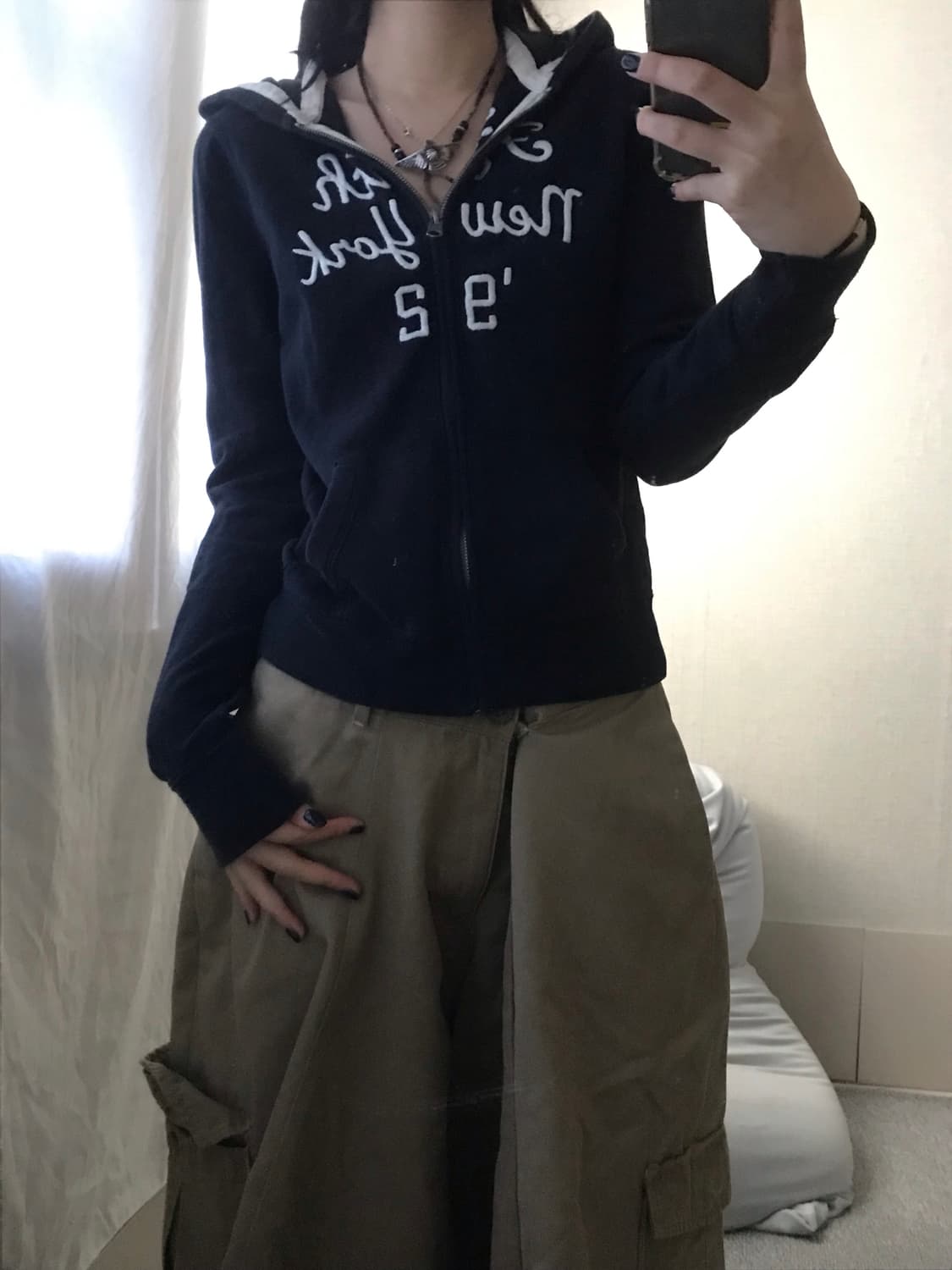 아베크롬비 네이비 딱붙핏 후드집업 상품이미지4