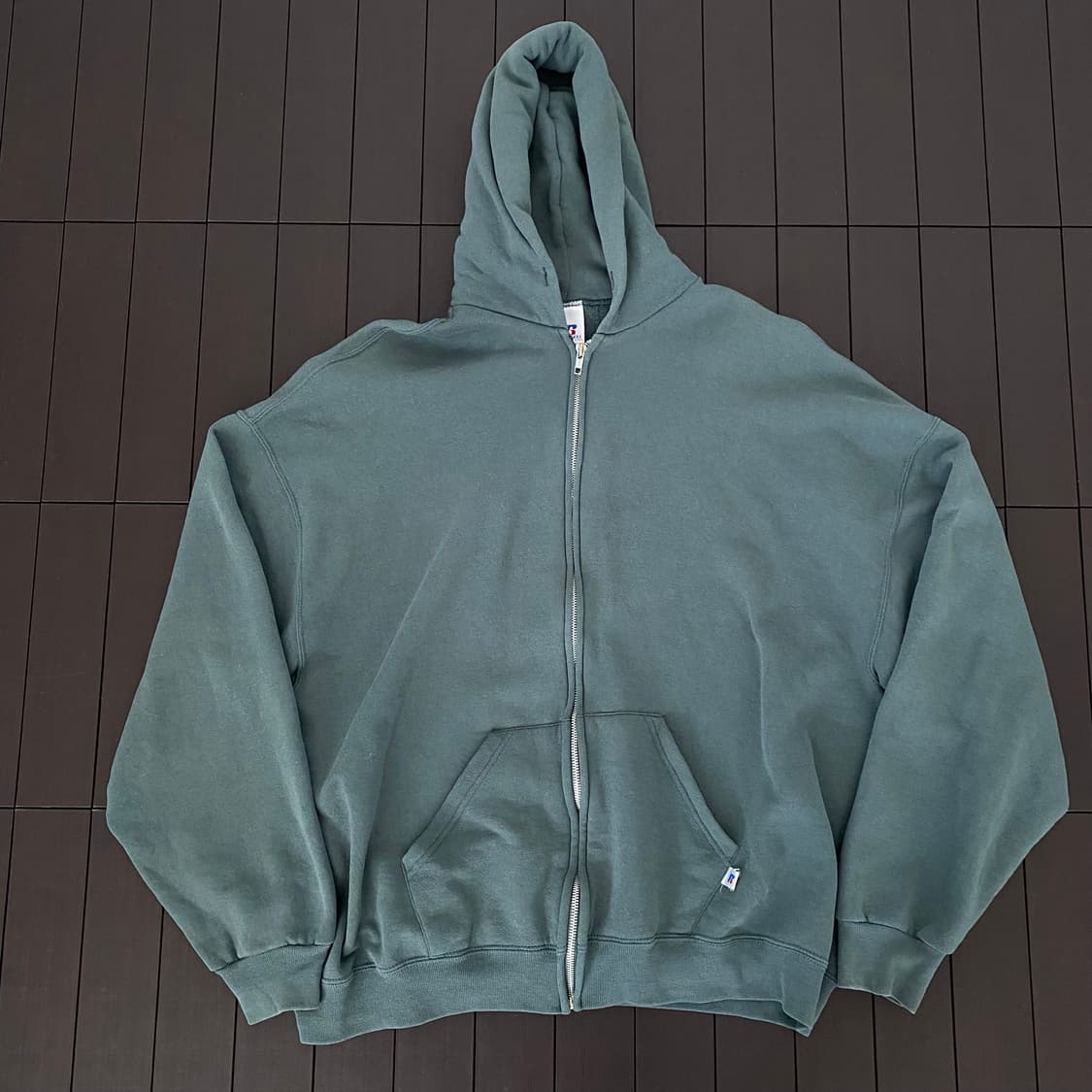 (XXL) 00s 빈티지 러셀 후드집업 다크그린 상품이미지1
