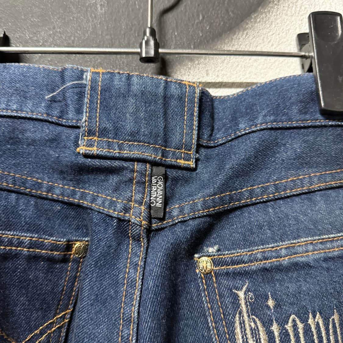 90-00s 지오바니 발렌티노 니들워크 자수 디테일 와이드 데님 팬츠 상품이미지6