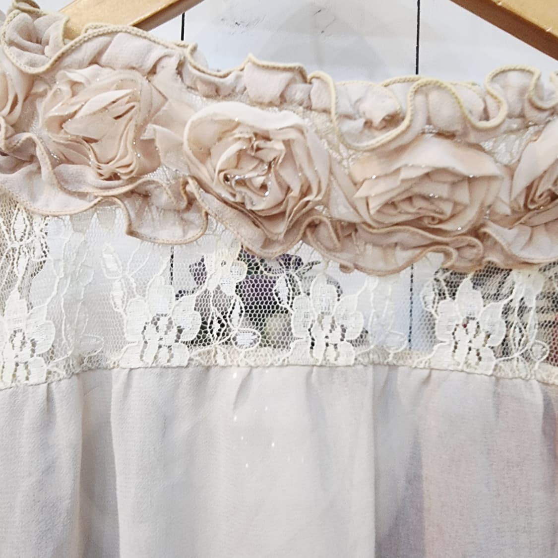 레이스 플라워 장식 볼레로 핑크 베이지 상품이미지4