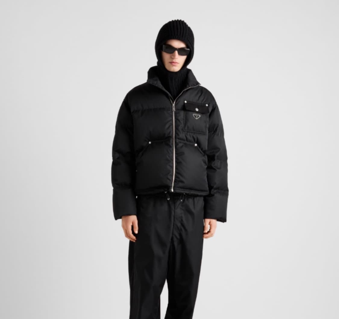 (S/M) / 프라다 삼각로고 리나일론 크롭 다운 패딩 자켓 블랙 상품이미지9