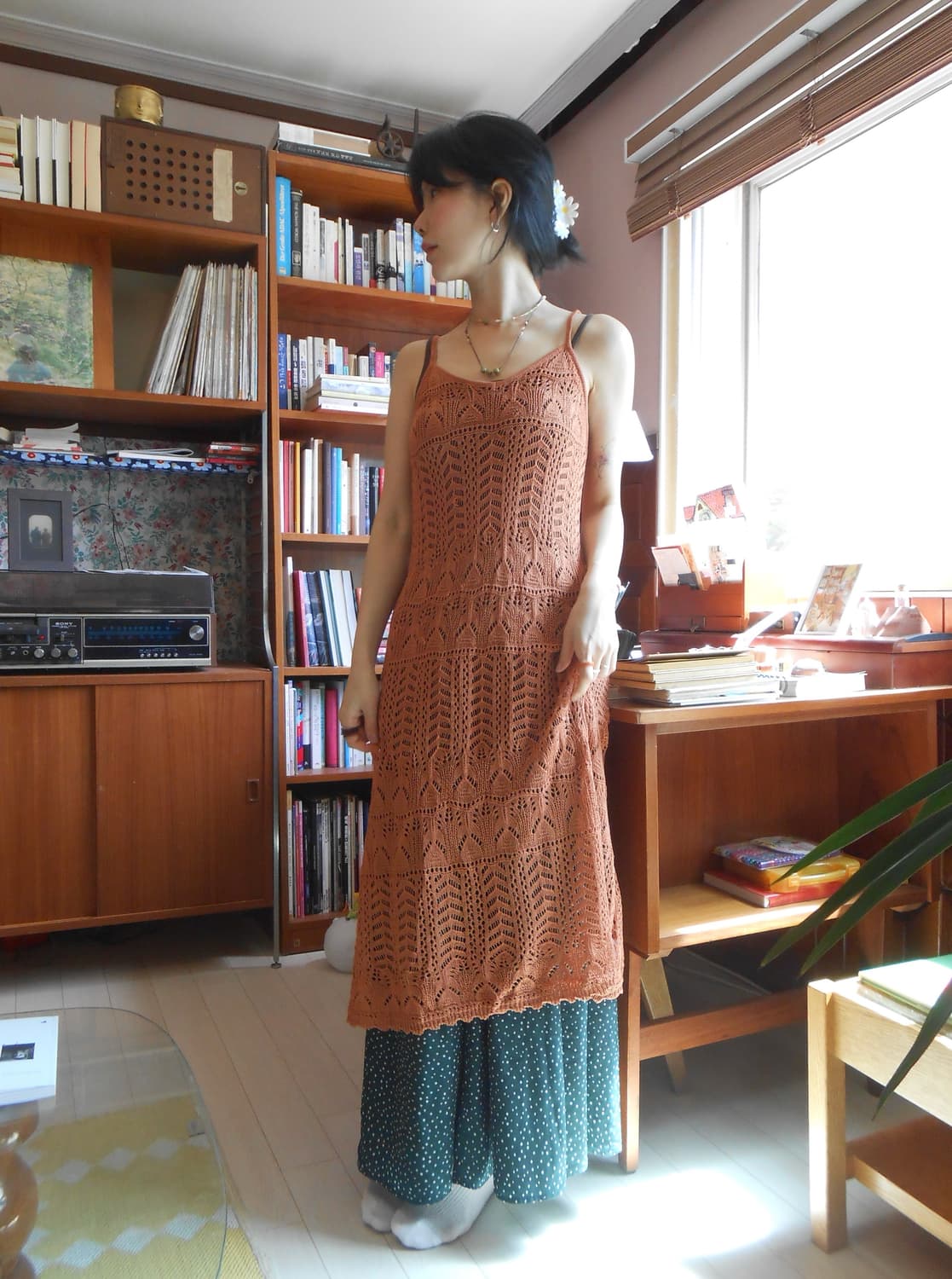 오렌지 니트 슬립 원피스 상품이미지2