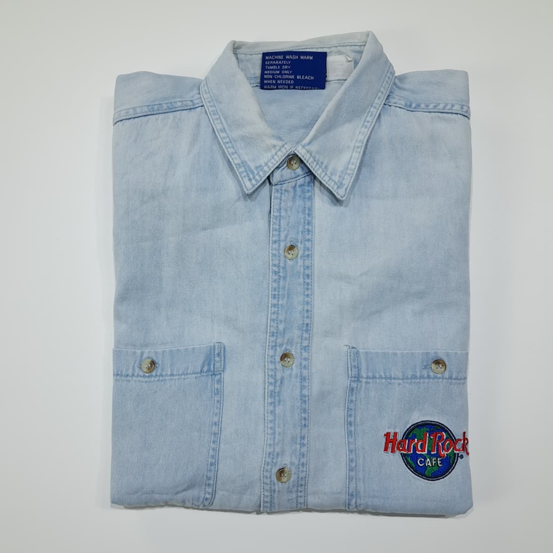 CL393 XL 하드락카페 90s 워싱턴DC 라이트블루 데님셔츠 남방 상품이미지7