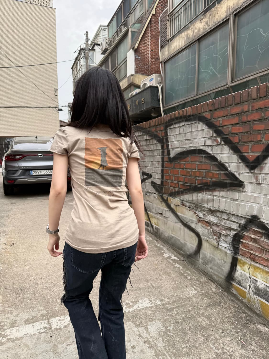 GOA 슬림 실루엣 코튼 티셔츠 상품이미지2