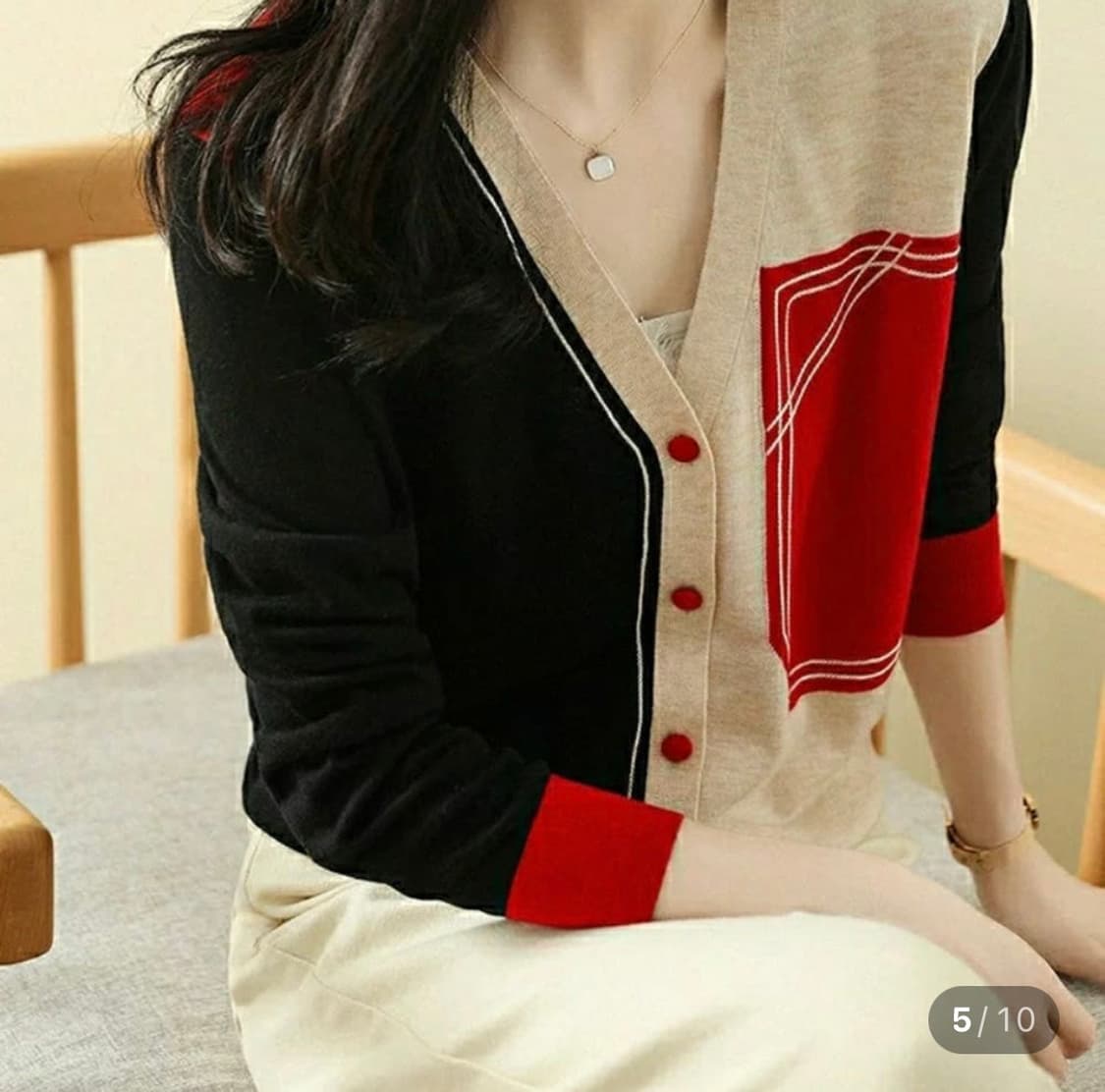 수입 배색 니트가디건 하객룩데이트룩오피스룩출근룩 상품이미지1