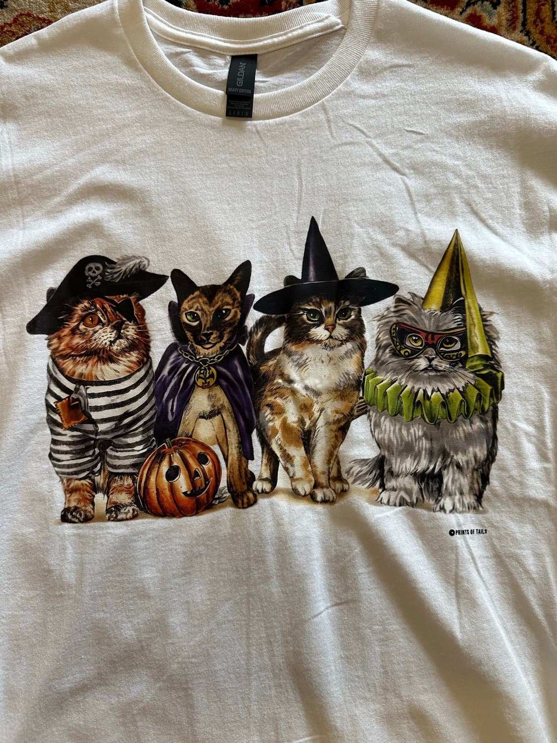 할로윈 고양이 4총사 그래픽 티셔츠 - L 상품이미지1