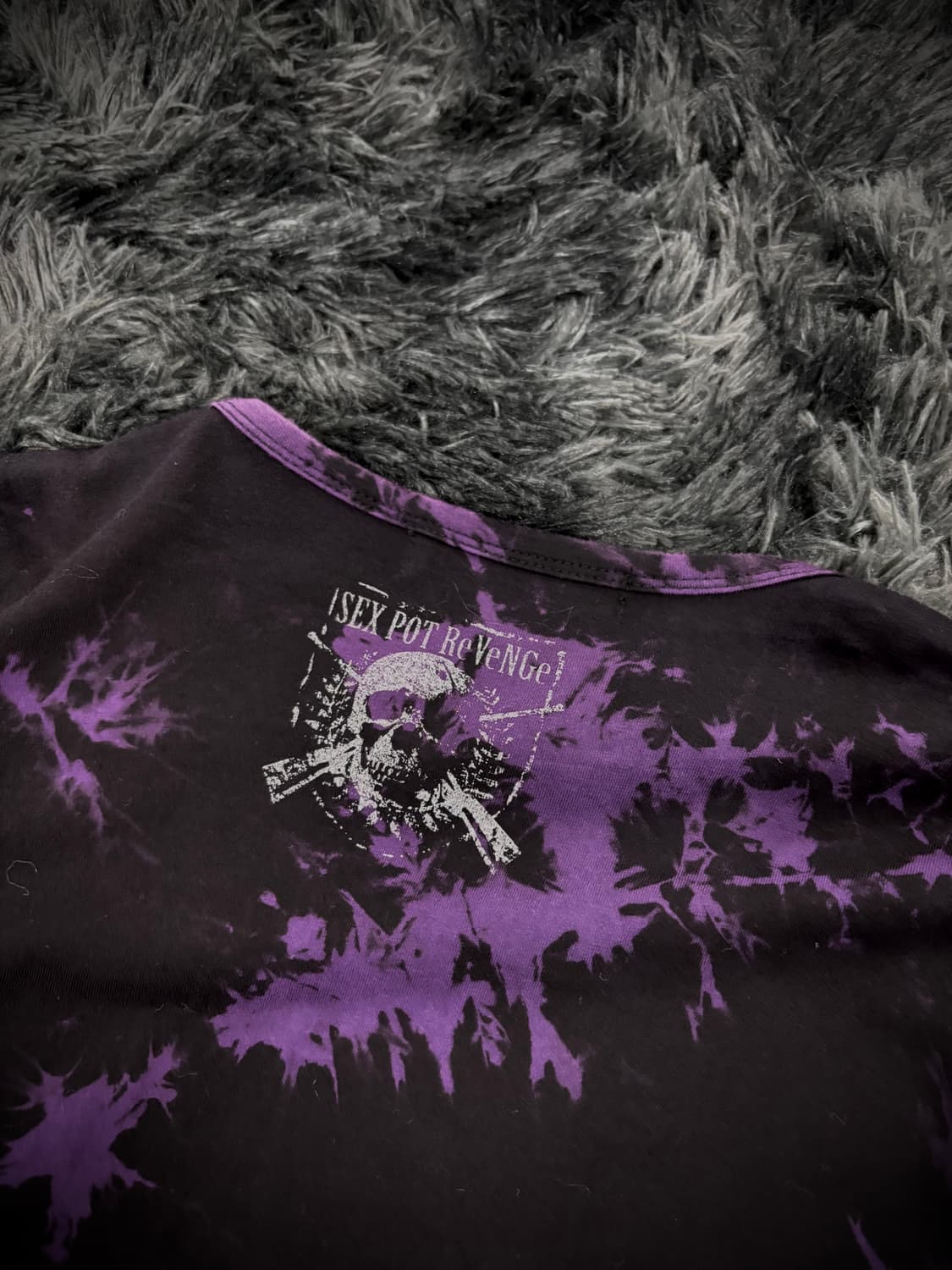 Sexpot Revenge 퍼플 펑키레터링 & 체인 스컬 긴팔 티셔츠 상품이미지9
