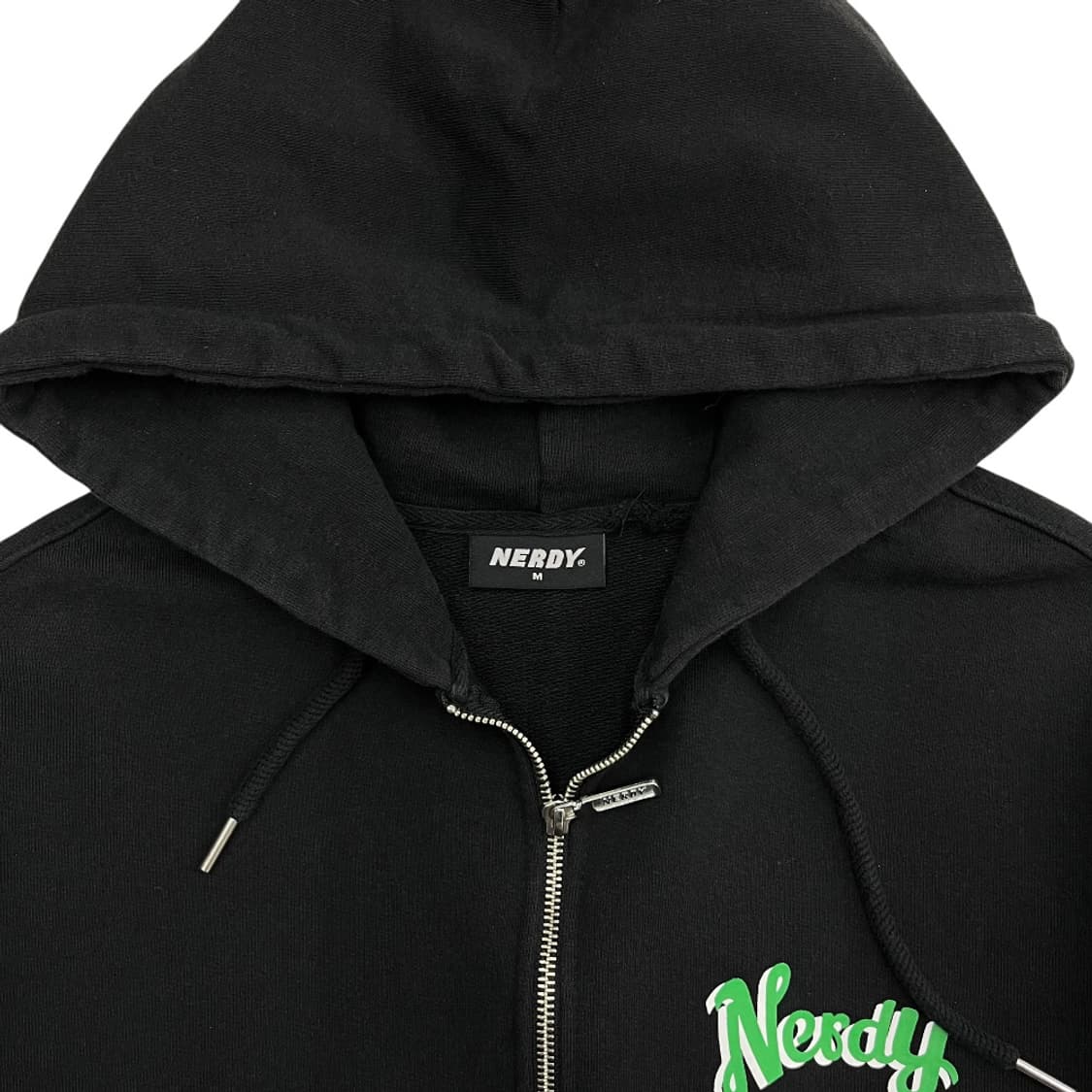 널디 그린로고 블랙 후드집업 M 상품이미지6