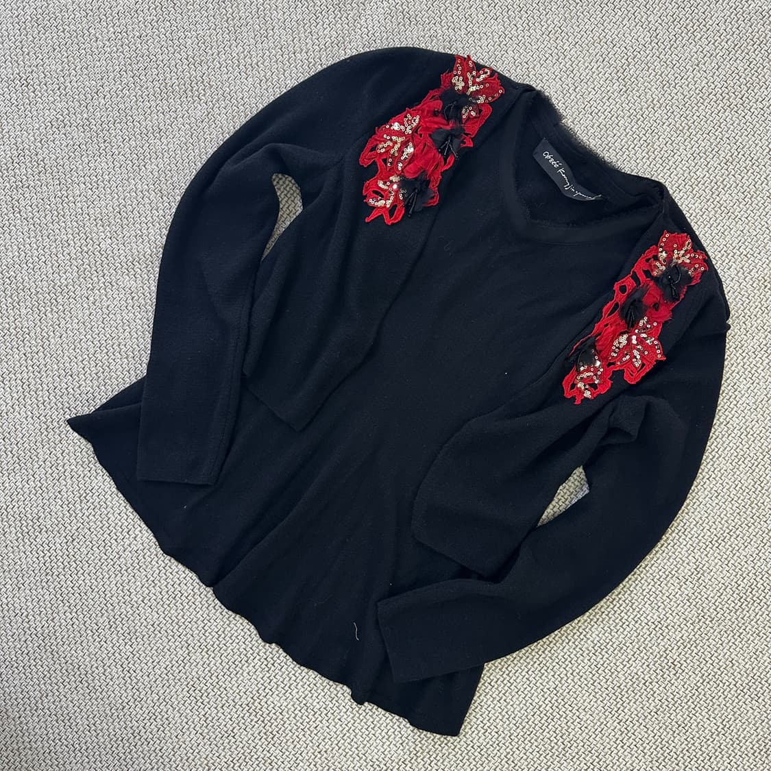 90 빈티지 레드컬러 프릴 가디건 0410D 상품이미지1