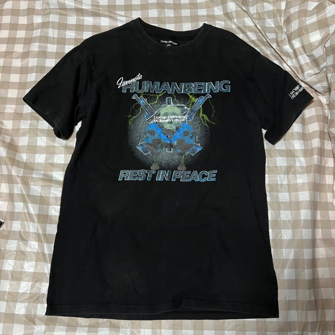 아임낫어휴먼비잉 빈티지 반팔 L 구제 스트릿 해골 스컬 상품이미지1