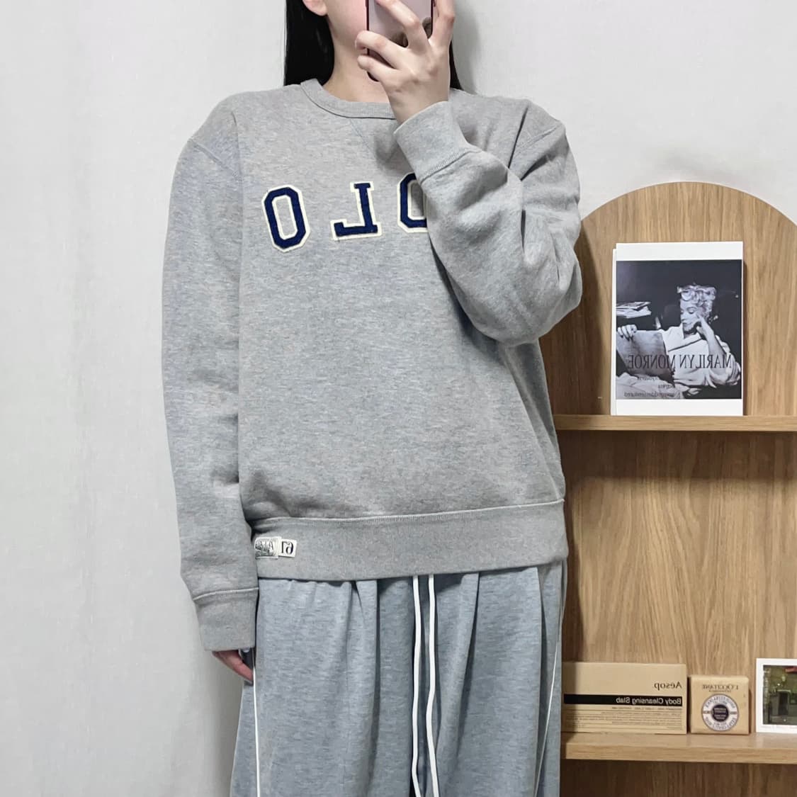 [정품] 폴로 그레이 / 패치로고 기모 맨투맨 [ M ] 상품이미지2