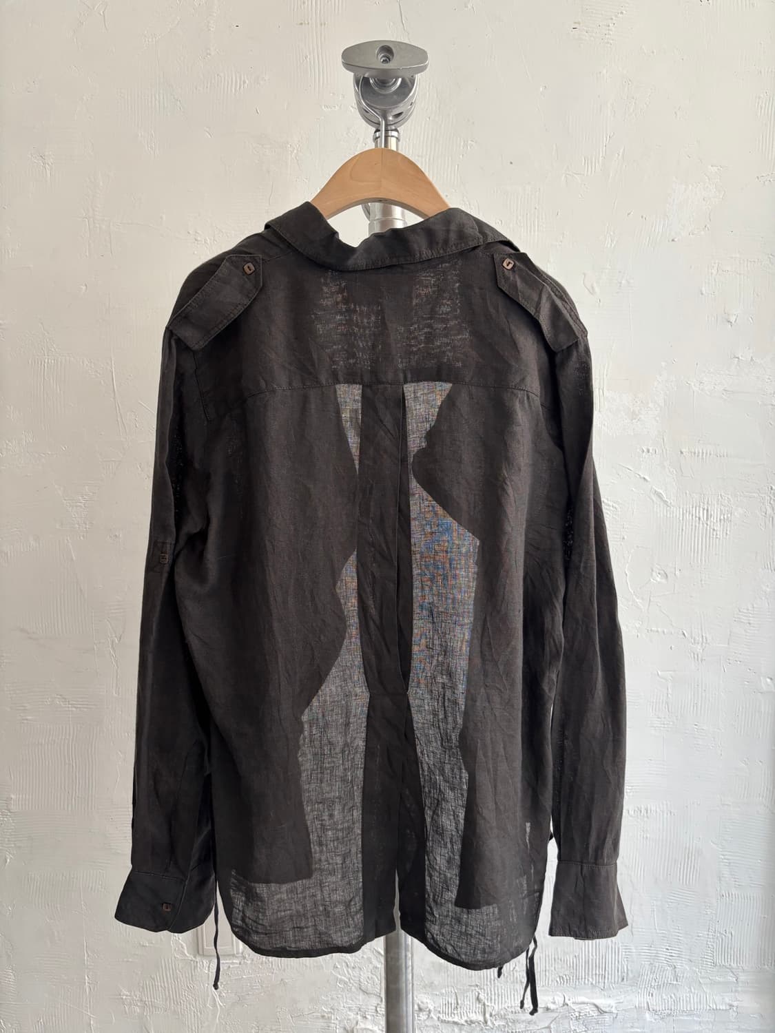 Max Mara 막스마라 브라운 랩 스타일 린넨 셔츠 상품이미지10