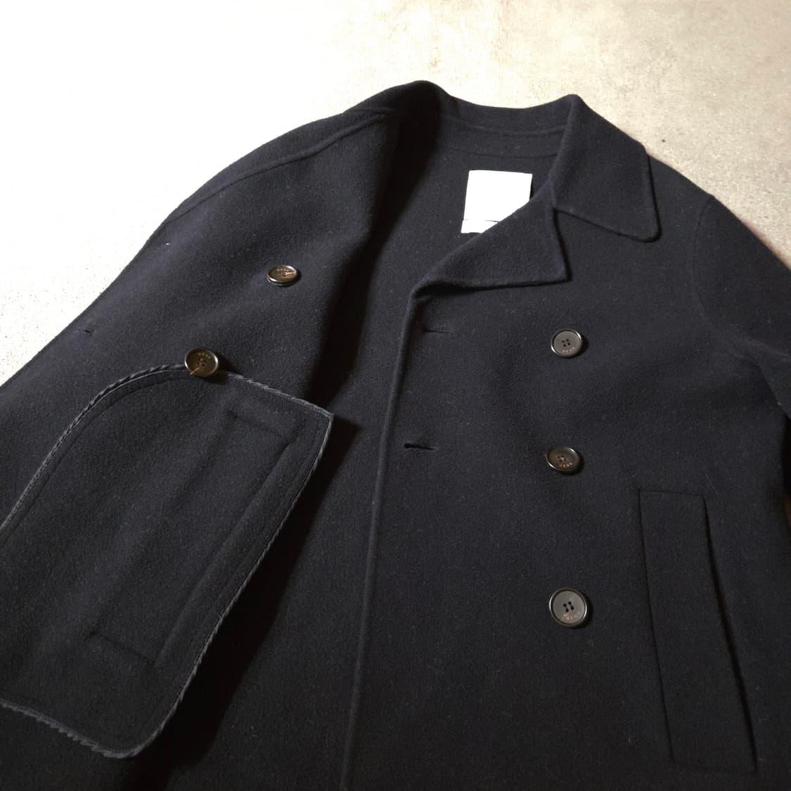 HEHR 히어 재팬 패브릭 핸드메이드 울 피코트 M 네이비 상품이미지5