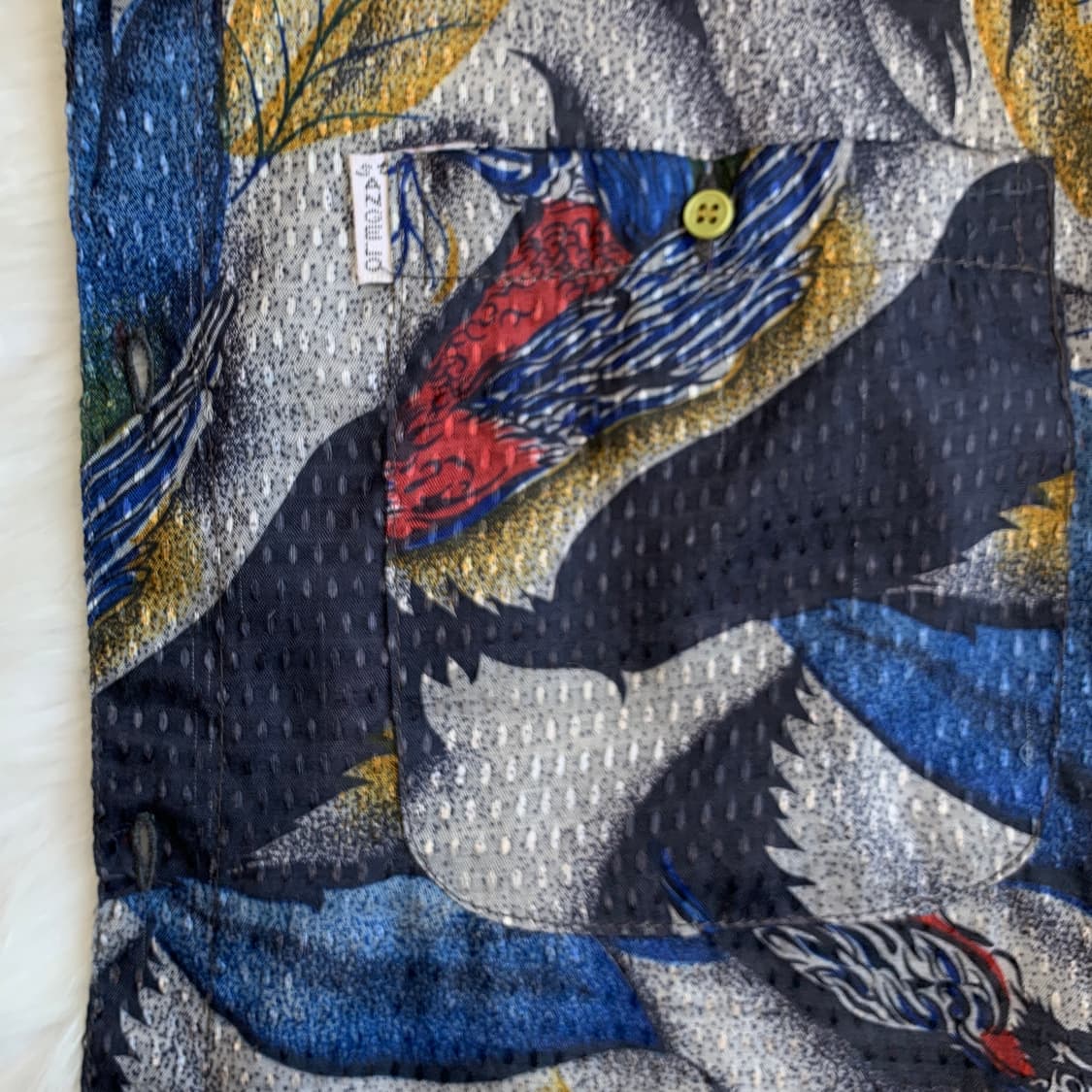 일본 빈티지 ST ANGELO 앵무새 패턴 샤이니 셔츠 1564 상품이미지5