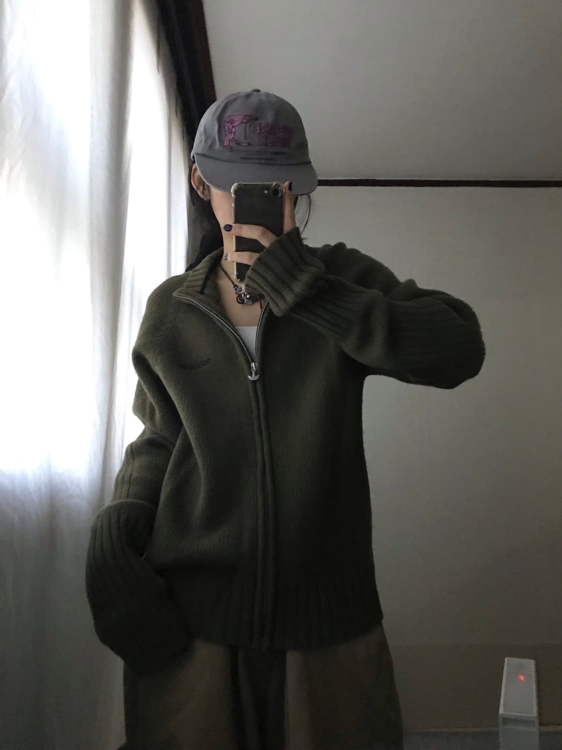 아디다스 00s 카키 니트집업 상품이미지4