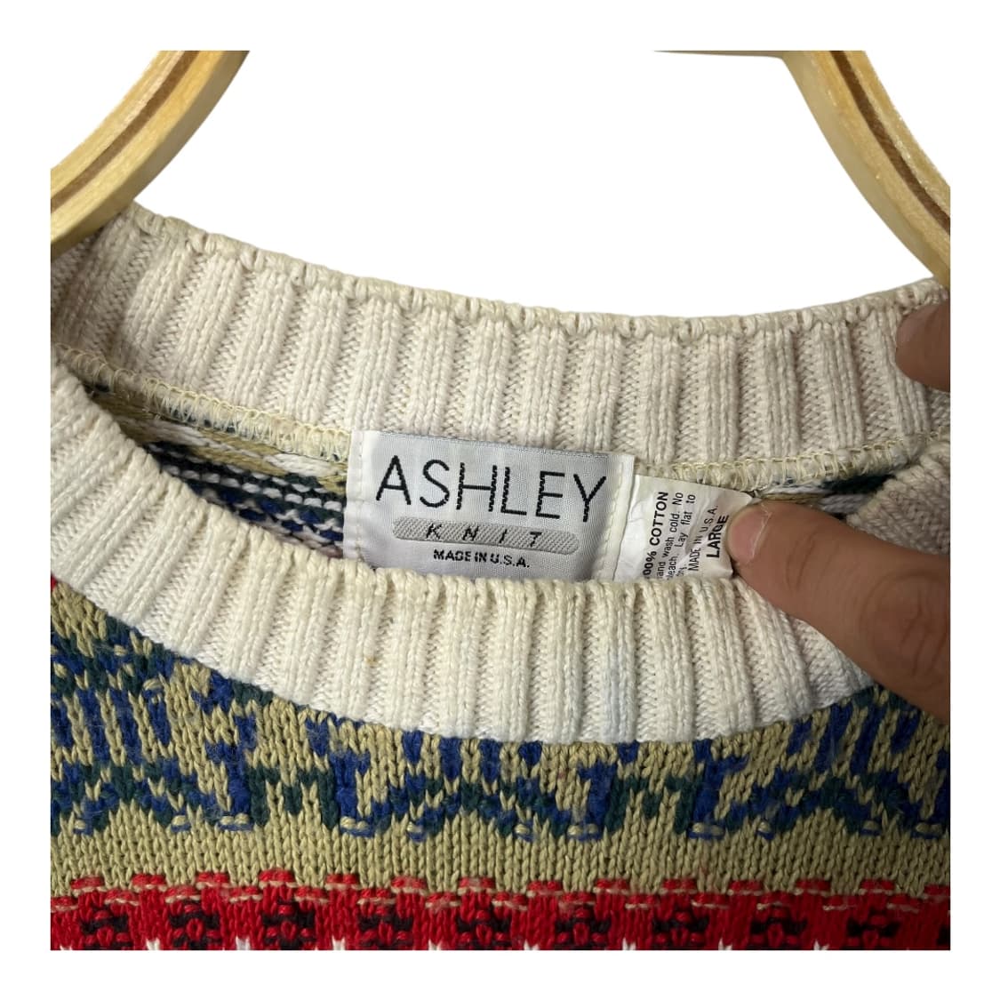 [ASHLEY] USA MADE 페어아일 코튼 니트 상품이미지5